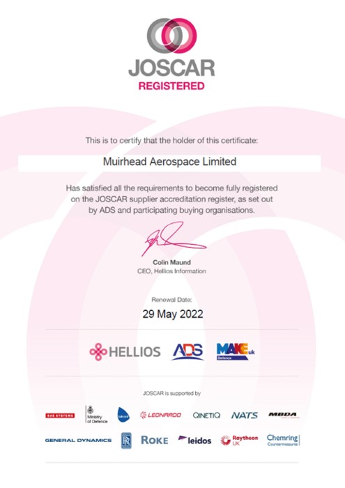 Muirhead Avionics JOSCAR Certification through May 2022